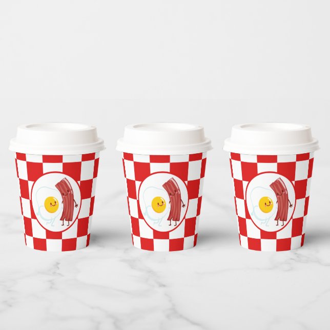 cute egg bacon Breakfast party or table  Paper Cups (Multi)