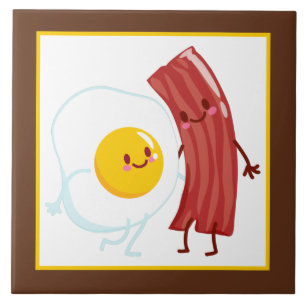 cute egg bacon decor tile