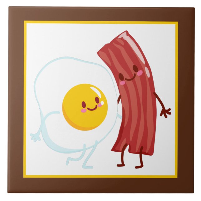 cute egg bacon decor tile (Front)