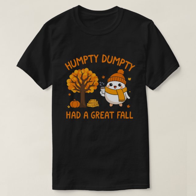Cute Egg Character Pumpkin Fall Autumn Illustratio T-Shirt (Design Front)
