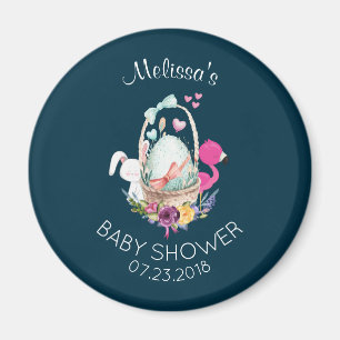 Cute Egg, Flamingo & Bunny, Baby Shower Magnet