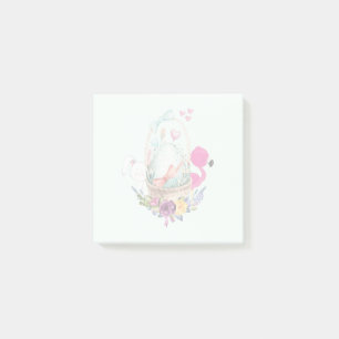 Cute Egg in a Basket with Flamingo and Bunny Post-it Notes
