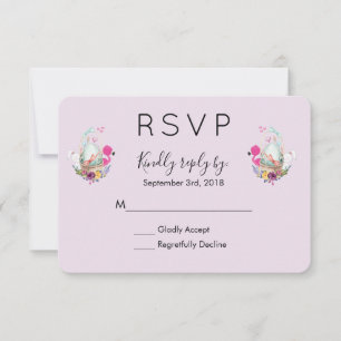 Cute Egg in a Basket with Flamingo and Bunny RSVP
