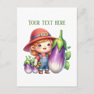 Cute egg plant vendors customizable postcard
