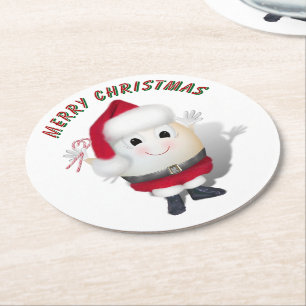 Cute Egg Santa - Eggstrordinary Christmas Round Paper Coaster
