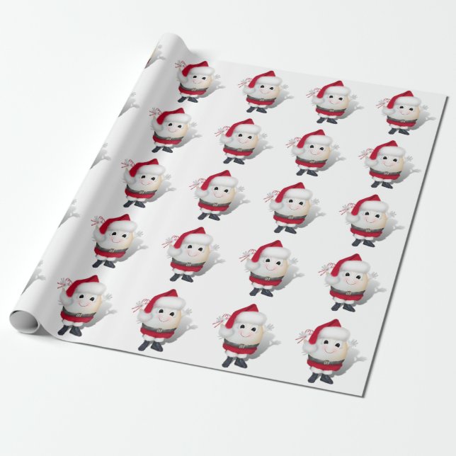 Cute Egg Santa - Eggstrordinary Christmas Wrapping Paper (Unrolled)