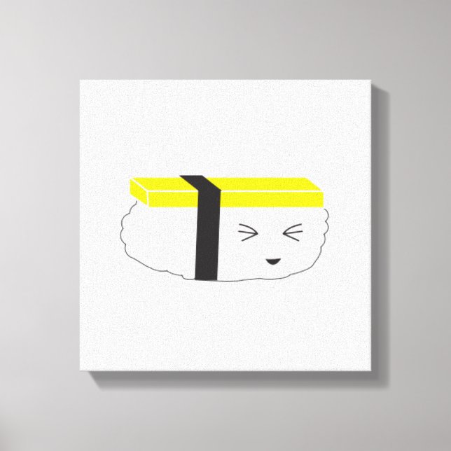 Cute egg Sushi Illustration Kawaii style Canvas Print (Front)