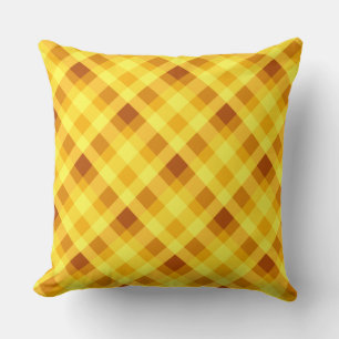 Cute Egg Yolk Yellow Plaid Big Throw Pillow
