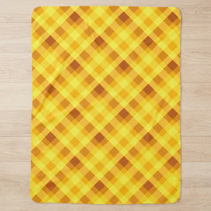 Cute Egg Yolk Yellow Plaid Large Sherpa Blanket