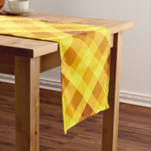 Cute Egg Yolk Yellow Plaid Large Table Runner