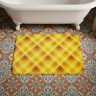 Cute Egg Yolk Yellow Plaid Medium Bath Mat