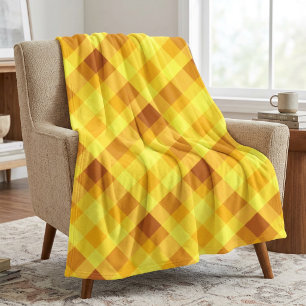 Cute Egg Yolk Yellow Plaid Medium Fleece Blanket