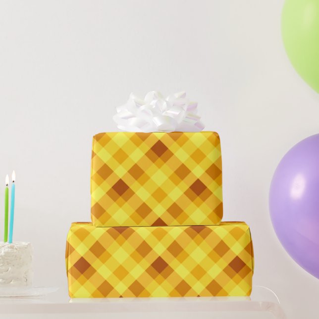 Cute Egg Yolk Yellow Plaid Wrapping Paper (Party Gifts)