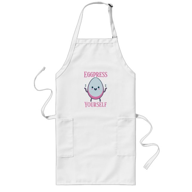 Cute "Eggpress Yourself" Funny Cooking  Long Apron (Front)