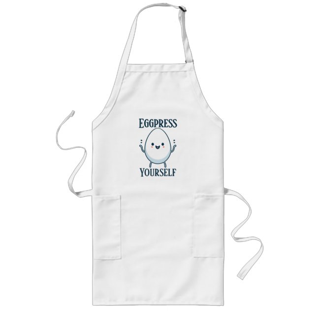 Cute "Eggpress Yourself" Funny Cooking  Long Apron (Front)