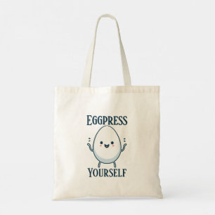 Cute "Eggpress Yourself" Funny Pun Tote Bag