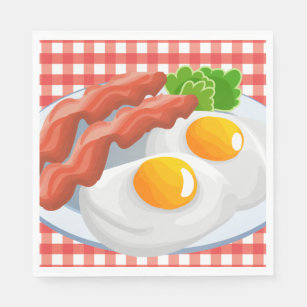 Cute eggs bacon party Breakfast paper napkins