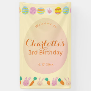Cute Eggs Soft Yellow Kids Birthday Welcome Banner
