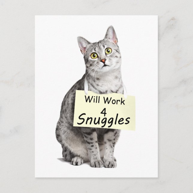 Cute Egyptian Mau Cat Advertising for Snuggles Postcard (Front)