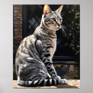 Cute Egyptian Mau Cat Art Print Poster