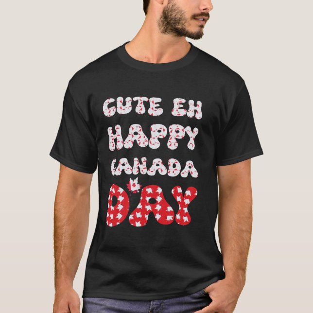 Cute Eh Happy Canada day Flag for Boys girls Kids  T-Shirt (Front)