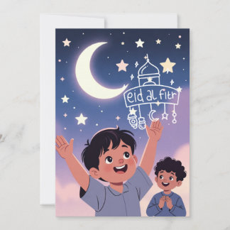 Cute Eid al-Fitr Illustration Holiday Card