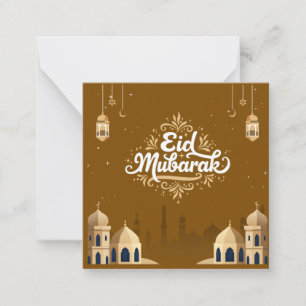 Cute Eid Mubarak Greeting gray Card