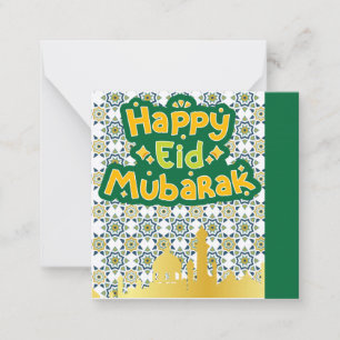 Cute Eid Mubarak Greeting Green Card