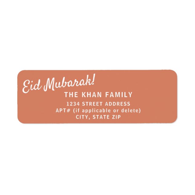 Cute Eid Mubarak Return Address Sticker Label (Front)