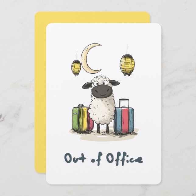 Cute Eid Sheep on Sabbatical | Out of Office Invitation (Front/Back)