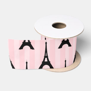 Cute Eiffel Tower Paris Travel French Pattern Satin Ribbon