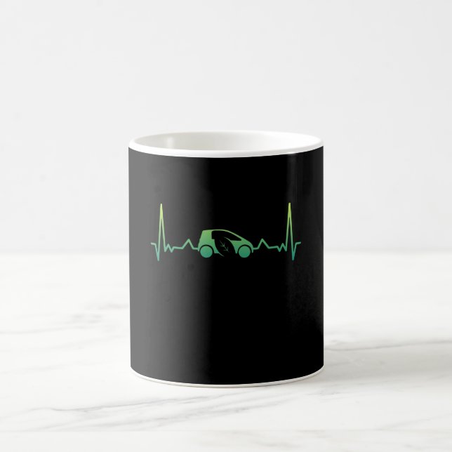 Cute Electric Vehicle Car Heartbeat Gift EV Coffee Mug (Center)