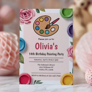 Cute Elegant Art Party Painting Birthday Party Invitation