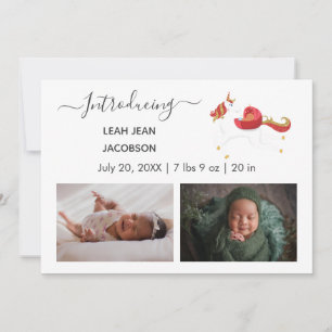 Cute Elegant Baby Photo Birth Announcement Unicorn