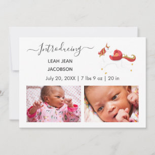Cute Elegant Baby Photo Birth Announcement Unicorn