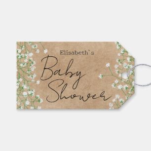 Cute Elegant Baby's Breath Floral Boho Baby Shower Gift Tags