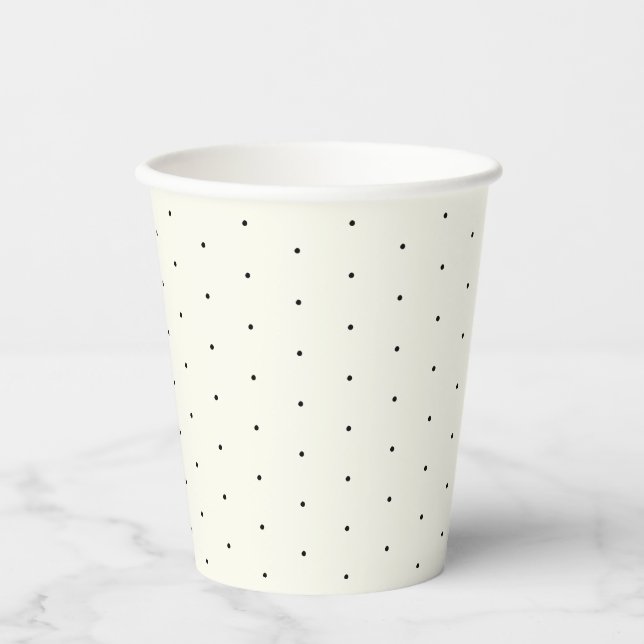 Cute elegant black ivory tiny polka dots pattern paper cups (Front)