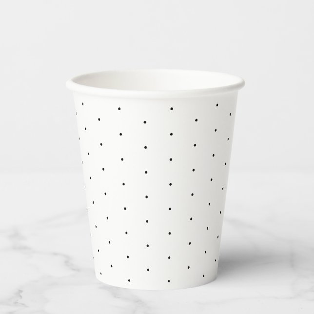 Cute elegant black white tiny polka dots pattern paper cups (Front)