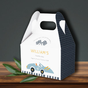 Cute Elegant Blue Race Car Kids Any Age Birthday Favour Box