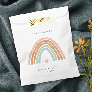 Cute Elegant Blush Blue Heart Rainbow Baby Shower Favour Bags