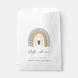 CUTE ELEGANT BLUSH BLUE HEART RAINBOW BABY SHOWER FAVOUR BAGS