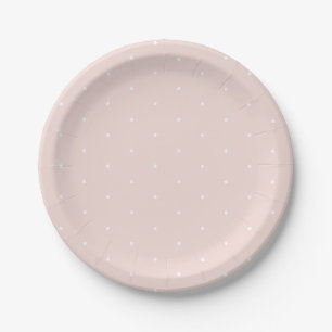 Cute elegant blush pink white tiny polka dots paper plate