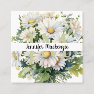 Cute Elegant Daisies Square Business Card