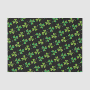 Cute & Elegant Dark Shamrock Pattern Green & Black Tissue Paper