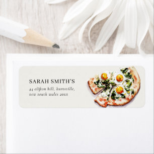 Cute Elegant Egg Basil Pizza Watercolor Address