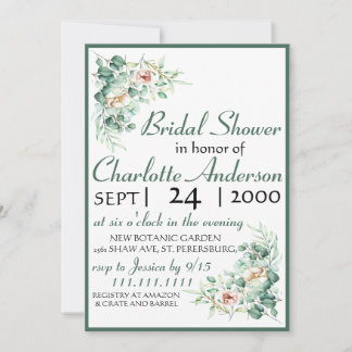 CUTE Elegant Eucalyptus Bridal  Shower Invitation
