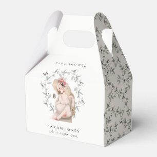 Cute Elegant Expectant Women Foliage Baby Shower Favour Box