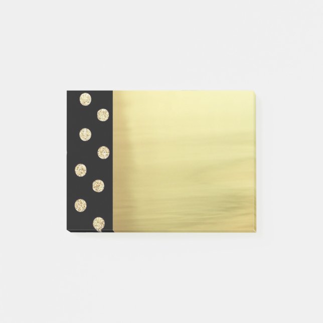 Cute Elegant Faux Gold Black Dots Post-it Notes (Front)