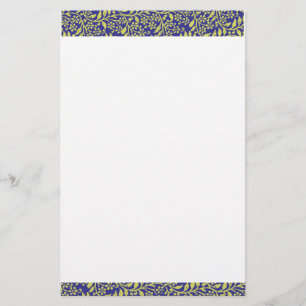 Cute Elegant Floral Fantasy Blue Gold Personal Stationery