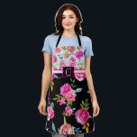 Cute Elegant Floral Personalised Monogram Apron<br><div class="desc">Elegant floral collection
Personalised this apron with your special monogram and or logo
Very Cute flower apron.</div>
